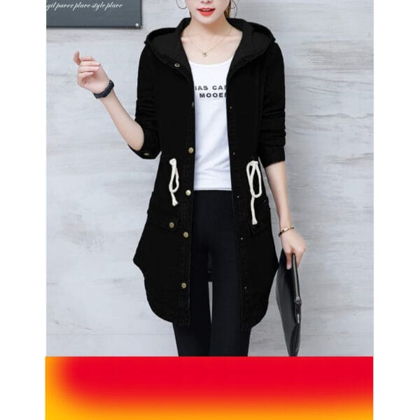 Denim Coat With Hood For Ladies - Image 7