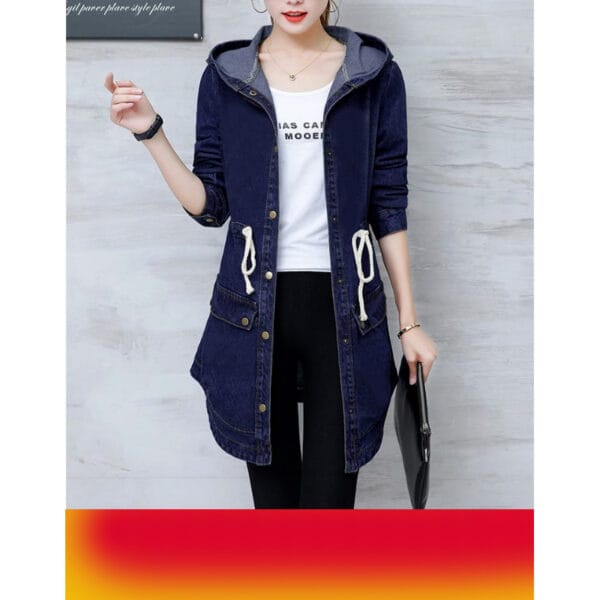 Denim Coat With Hood For Ladies - Image 6