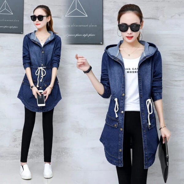 Denim Coat With Hood For Ladies