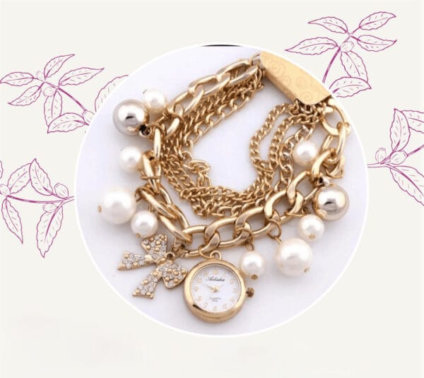 Golden Luxury Beaded Quartz Watch