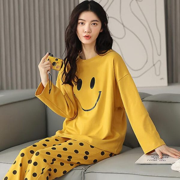 Smiley Face Printed Cotton Night Suit - Image 3