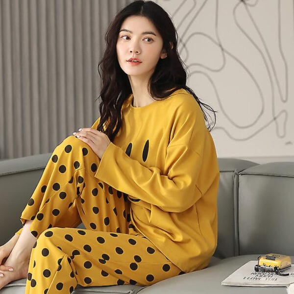 Smiley Face Printed Cotton Night Suit - Image 2